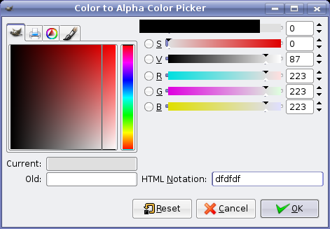 Picking the color to alpha